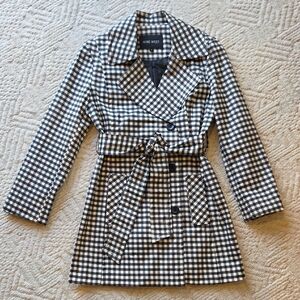 Nine West Gingham Print Women's Belted Trench Coat